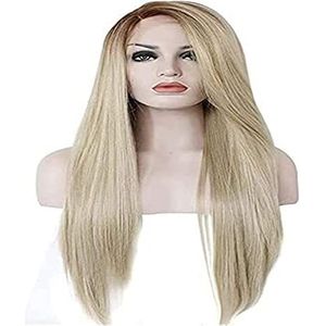 Pruiken Lange Blonde Pruik Voor Vrouwen Middendeel (27 Inch Rechte Halloween-pruiken, Vezelpruiken Haarvervangingspruik) Pruiken Dames