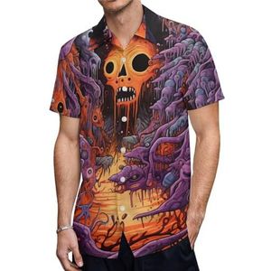 Psychedelic Wonderland (1) Heren Shirts met korte mouwen Casual Button-down Tops T-shirts Hawaiiaanse strand T-shirts 2XS