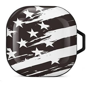 Amerikaanse Amerikaanse vlag zwart en wit oordopjes hoesje compatibel met Samsung hard shell beschermhoes zwart-stijl