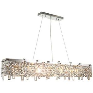 Lewima Design hanglamp kristal XXL 110cm 8xG9 LED verwisselbare luxe plafondlamp zilver, design hanglamp, warm wit/koudwit, hanglamp eetkamer woonkamer, hanglamp in te korten