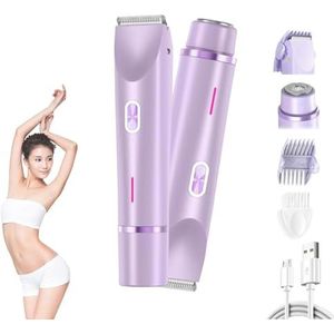 Ezme Razor, The Trimmie 2.0 van Ezme, 2-in-1 elektrisch scheerapparaat met twee kop, vervangbare messen, waterdicht, nat/droog gebruik voor gezicht, benen, bikini en oksels (paars)