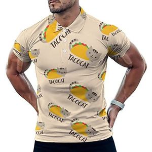 Leuke En Grappige Taco Kat Grappige Mannen Polo Shirt Korte Mouw T-shirts Klassieke Tops Voor Golf Tennis Workout