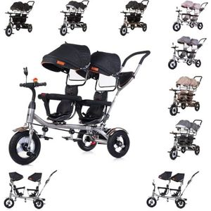 Chipolino Tricycle driewieler 2Play twee kinderen tot 50 kg luchtbanden stuurstang, kleur: zwart
