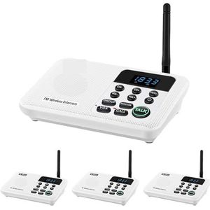 Walkie-talkie, 22-Kanaals FM Draadloze Intercoms Thuis Huis Zakelijk Kantoren Kamer naar kamer Bellen & Talking System 1 mijl lange afstand(4 Unit White)