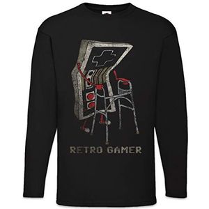 Urban Backwoods Retro Gamer Heren T-Shirt Met Lange Mouwen Zwart Maat XL