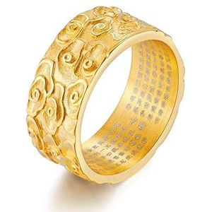 ForTitanium stalen ring ring lasergegraveerde miniatuurtekst herenhandsieraden (Color : Golden, Size : 11#)