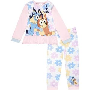 Bluey Meisjes pyjama en bingo pyjama set voor meisjes | Meisjes katoenen pyjama met ruches top | Official Merchandise 5-6 jaar roze