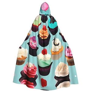 Odddot Polyester Fiber Hooded Kostuum Voor Halloween, Mannen - Gemakkelijk Te Wassen En Duurzaam Mantel Kostuum Kleurrijke Cupcakes