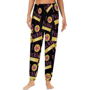 I Love Pickle Sports Ball Damespyjama, loungebroek, elastische tailleband, slaapkleding, broekje, print