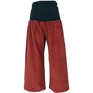 GURU SHOP Brede corduroy, wellnessbroek, yogabroek, broek met brede tailleband, voor dames, katoen, roodbruin, 42