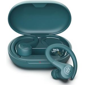 JLab Go Sport+ draadloze trainingsoordopjes met C3 Clear Calling, Secure Earhook Sport Design, 35+ uur Bluetooth speeltijd en 3 EQ-geluidsinstellingen (groenblauw)