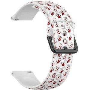 RYANUKA Compatibel met Amazfit GTS 4 / GTS 4 Mini / GTS 3 / GTS 2 / GTS 2e / GTS 2 mini / GTS (Red Bloody Scary Hands Imprint) 20 mm zachte siliconen sportband armband band, Siliconen, Geen edelsteen