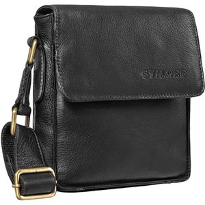 STILORD Trae Kleine Herentas Leer Vintage Elegante Schoudertas Mannelijke Handtas voor 8 tablets Moderne Messenger Bag voor Mannen Echt Leder Kleur:kara - cognac