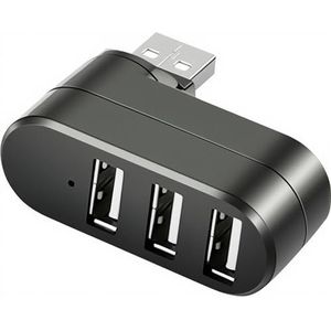 AYECEHI USB-poortsplitter, USB 3-poorts compacte draagbare draaibare HUB, USB-hub dock [90°/180° graden draaibaar] voor pc, laptop, notebook en meer - zwart