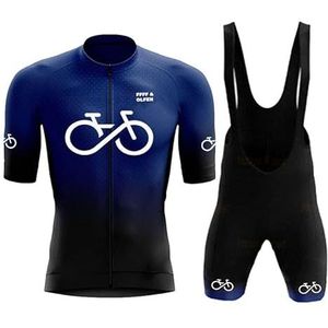 FFFF & OLFEH Heren Wielertrui Pak Fiets Jersey Fietsen Sets Mannen Fietspakken Fietsshirts Korte Mouw Tops Gewatteerde Bib Shorts Zomer Ademend