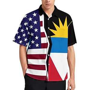 Amerikaanse en Antigua Barbuda vlag Hawaiiaans shirt voor mannen zomer strand casual korte mouw button down shirts met zak