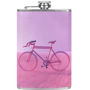 1 Stks Heupfles voor Drank 8 Oz, Roestvrij Staal Lekvrije Klassieke Drinkflessen, Fiets Roze Sport