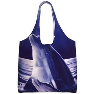 YIFEIWSHH Glitter Dolfijn Extra Grote Capaciteit Schouder Canvas Tas Voor Winkelen Reizen Dagelijks Gebruik, Zwart, Eén maat