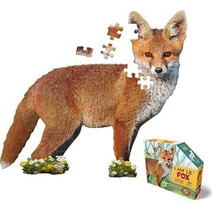 Madd Capp 884001, Shapepuzzle Junior, contourpuzzel, vos, 100 XL-stukjes puzzel voor volwassenen en kinderen vanaf 5 jaar