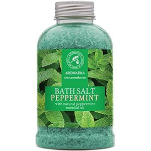 Zee badzout pepermunt 600g - bad zeezout met etherische pepermuntolie - aromatherapie bad - lichaamsverzorging - goede nachtrust - baden - ontspanning - goed humeur badadditief - munt badgeur
