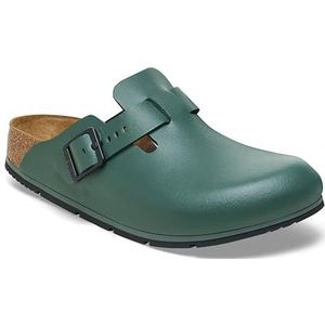 BIRKENSTOCK Boston Pro leren klompen; hoogwaardige gecertificeerde professionele schoenen voor geneeskunde, gastronomie en service, thyme, 47 EU smal