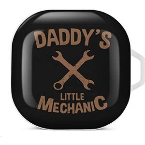 Daddy's Little Mechanic Oordopjes Hoesje Compatibel met Samsung Hard Shell Beschermhoes Wit-Stijl
