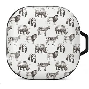 Zebra Rinoceronte Panda Oordopjes Hoesje Compatibel met Samsung Hard Shell Beschermhoes Zwart-Stijl