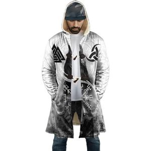 BBYOUTH Noordse Mythologie Viking Odin Mantel Halflang Met Capuchon Cape, Unisex Herfst Warm Retro Gevechtsuniform(9 Prints en 8 Maten),Raven wolf,5XL