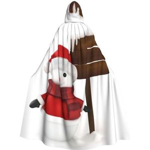 WURTON Teken Sneeuwman Print Hooded Mantel Unisex Volwassen Mantel Halloween Kerst Hooded Cape Voor Vrouwen Mannen