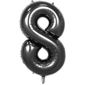 Verjaardagsballon, 10 stuks 10 stuks 10 cm digitale ballon, aluminiumfolie, lift-off-ballon, zwart-zwart, 8