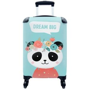 MuchoWow® Koffer - Panda - Bloemen - Quote - Past binnen 55x40x20 cm en 55x35x25 cm - Handbagage - Trolley - Fotokoffer - Cabin Size - Print