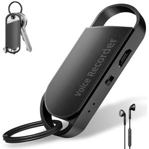 64 GB digitale spraakrecorder, met 750 uur opnamecapaciteit en 30 uur continue opname, draagbare dictafoon voor lezingen/vergaderingen/interviews/klaslokaal, bediening met één toets