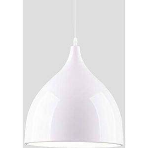 Design industriële vintage led-hanglamp, diameter 17 cm, voor E27-lampen, zwart en wit, voor woonkamer, eetkamer, restaurant, kelder, kelder, kelder, kelder, enz. (wit)