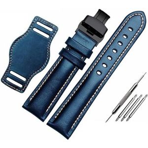 Quick Release horlogebanden, horlogeband lederen armband 18 mm 20 mm 21 mm 22 mm matte horlogeband met mat horlogeband (kleur: blauw mat zwart, maat: 20 mm) (Color : Blue Mat Black, Size : 20mm)
