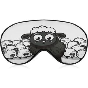 Cartoon Zwart Wit Schaap Reizen Oogmasker Verduisterend Oogmasker voor Slapen Vliegtuig Oogmasker met Verstelbare Riem Slaap Maskers voor Vrouwen Mannen Zachte Nacht Blinddoek Oogmasker