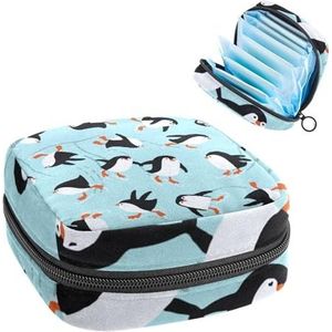 Opbergtas voor maandverband, menstruatiecup zakje, menstruatiezak, organizer voor vrouwelijke pads, tampons, schaatsen pinguïn