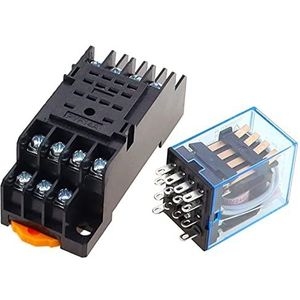 1 set MY4 klein elektromagnetisch relais power relais DC12V DC24V AC110V AC220V spoel 4NO 4NC DIN-rail 14-polig Mini Relaisbasis (Kleur: DC, Maat: 48V)