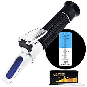 Alcohol Refractometer met ATC 0~80% VOL Volume, Optisch Handbediend Concentratie Tester Meter voor Gedistilleerd Dranken Maken Thuisbrouwsel