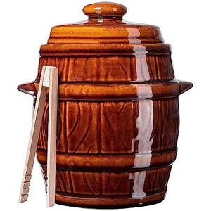 KADAX Aardewerkpan, dichte keramische pan met deksel, vaatwasmachinebestendige aardepan, handgemaakte fermentatiepot van keramiek, inlegpot voor komkommers en zuurkool (5 liter)