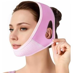 V-gezichtsmaskers, herbruikbaar V-lijnmasker, tegen dubbele kin en slappe huid, dubbele kin verwijderaar, gezichtsliftingsband voor versteviging en contour, ademend en huidvriendelijk, paars