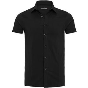 Redbridge Shirt voor heren, vrijetijdshemd met korte mouwen, business, casual, bruiloft, elegant, slim fit, Schwarz - Black, M