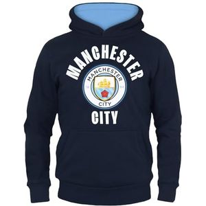 Manchester City Boys Hoody Fleece Graphic Kids Officiële Voetbal Gift, marineblauw, 8-9 Jaren