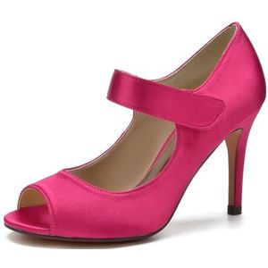 SYDZSW Bruiloftsschoenen Naald Hak Ivoor Satijn Hoge Hakken Bruidsschoenen Sandaal Bride 35-43, Roze, 43 EU