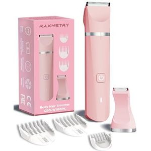 Lady scheerapparaat voor vrouwen bikini trimmer vrouwen oplaadbare schaamhaar trimmer voor dames bikini armen benen oksels, vervangbare snap-in keramische messen, IPX7, nat en droog gebruik, roze