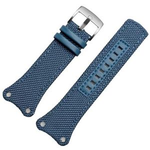 LQXHZ Nylon + Lederen Band Zwart Bruin Blauw Herenpolsband Compatibel Met K4B384B3 K4B371B6 K4B371B3 K4B384B6 Canvas Horlogeriem Ketting Horlogeband (Color : Blue silver, Size : 30mm)