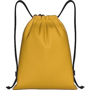 TOMPPY Natuurlijke Gele Gedrukte Trekkoord Tas Trekkoord Rugzak Sport Gym Sackpack String Bag Voor Mannen Vrouwen, Zwart, Small