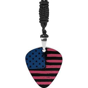 USA Amerikaanse Vlag Vintage Gitaar Pick Ketting Gepersonaliseerde Hanger Ketting Sieraden Pick Ketting Gift