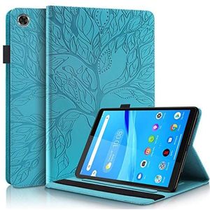 C/N DodoBuy hoes voor Lenovo Tab M8 8 inch HD tablet, leven boom patroon flip smart cover PU lederen beschermhoes tas portefeuille case standaard met kaartsleuven elastiek - blauw