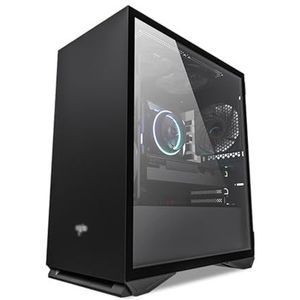 Mid-Tower Computerbehuizing ITX/M-ATX Met 5 ARGB-behuizingsventilatoren USB2.0-USB3.0-HD-audio, Gehard Glazen Zijpaneel(Black)