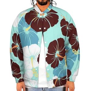 Hawaiiaanse hibiscus bloemen grappige heren honkbal jas bedrukte jas zacht sweatshirt voor lente herfst